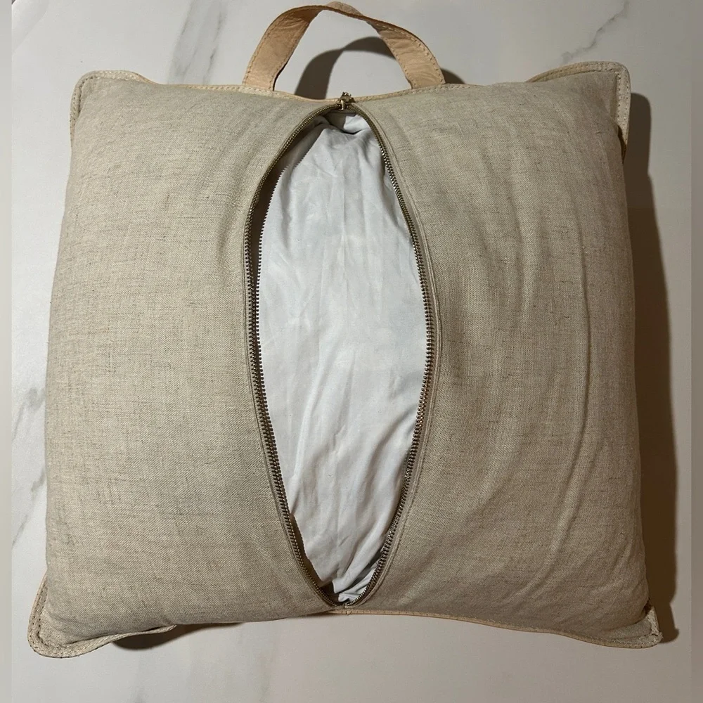 Elegant Tan Leather Throw Pillow size 18X18